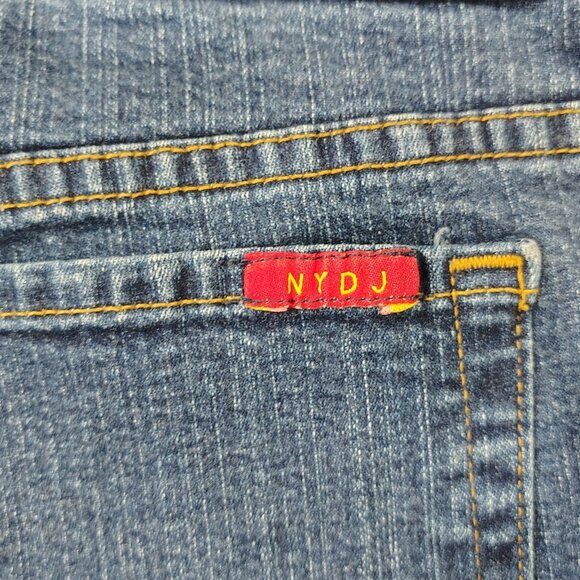 NYDJ Tummy Tuck Jeans Womens Size 12 High Rise Boot Cut USA Stretch Denim Blue - Picture 14 of 16